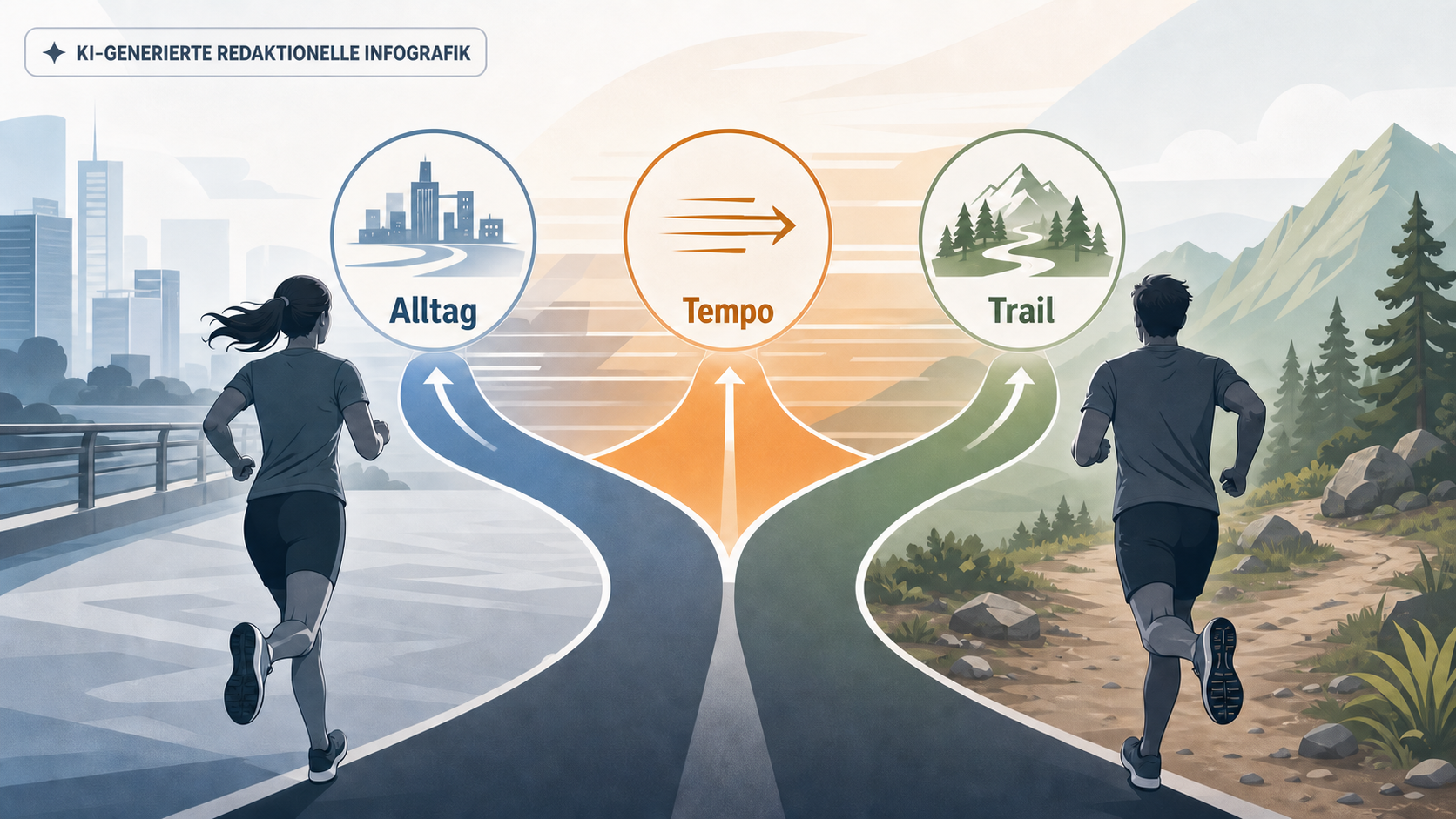 Redaktionelle Illustration zu Adidas oder Nike Laufschuhe: Welche Marke passt besser zu Laufstil und Einsatzbereich?